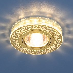 Точечный светодиодный светильник с хрусталем 6034 MR16 GD/CL золото/прозрачный 2